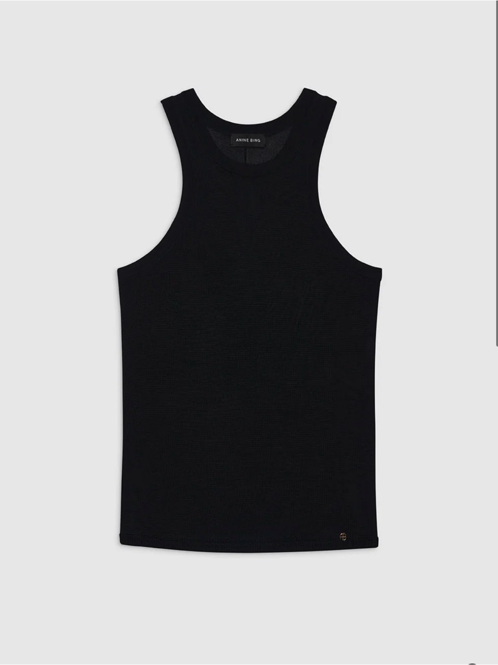 Anine Bing Black Ribbed Tank Top